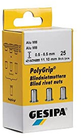 PolyGrip 1464915 - Dadi per rivetti ciechi in acciaio M 8 x 11 x 20 mm, 1 pezzo