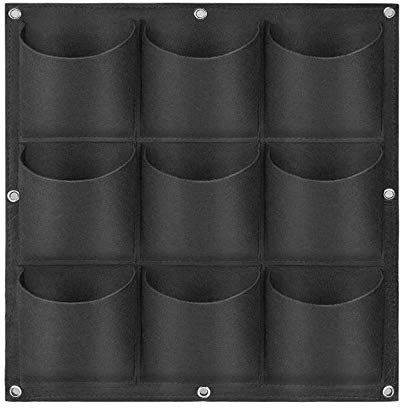 Hängende Pflanzbeutel, 9 Taschen, vertikale Wand-Pflanztasche zum Aufhängen, Wandmontage, für den Innen- und Außenbereich, vertikale Begrünung, Aufbewahrungstaschen (0.5 m × 0.5 m, schwarz)
