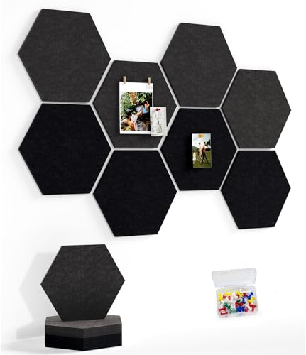 Uoisaiko Groß Filz Pinnwand Selbstklebend Korkplatte Filzplatte mit 30 Pinnnadeln, 8 Stück Korkwand Filzboard Memotafeln Bulletin Board Memo Boards Wanddekoration für Büro Küche