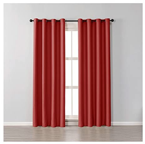 KnSam Vorhang Rot, H115 x B107 cm Einfarbig Blickdichte Verdunkelungsvorhang Kinder Leicht Soft Gardinen mit Ösen 2er Set Polyester Kinderzimmer