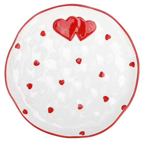 Amosfun Piatto Cuore in Ceramica 7 Pollici Piatto Da Dessert E Snack Per Casa E Ristorante Design Elegante E Multifunzionale