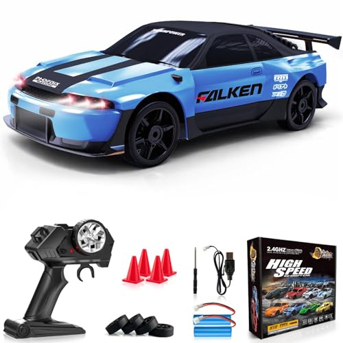 LFOLUSU Remote Control Car RC Drift Car 2.4GHz 1:24 4WD 15KM/H High Speed Racing Sport Car with LED Lights Drifting Tire Racing Sport Toy for Adults Boys Girls Kids Gift