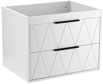 UEV Waschbeckenunterschrank hängend 60cm breit, Waschtischunterschrank,Weiß | Badezimmerschrank mit 2 Schubladen, Badezimmmer Möbel für Gäste WC, Badmöbel Set für Badezimmer,Unterschrank,Waschtisch