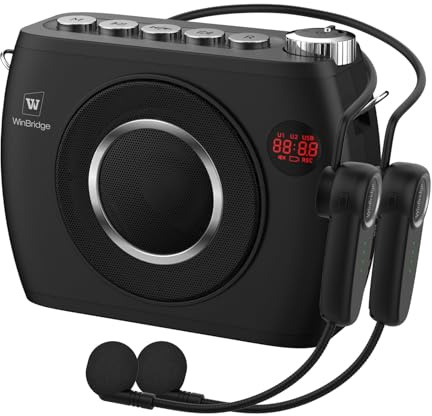 25 W trådlös röstförstärkare med två Bluetooth-headset-mikrofoner, hög kapacitet 8 000 mAh|Inspelning, bärbart Pa-system Bluetooth-högtalare och mikrofon, megafon med mikrofon för lärare S96