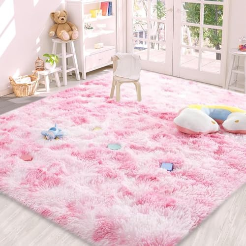 AIMECO Alfombra de dormitorio 140 x 200 cm, alfombra mullida, alfombra de piso para sala de estar, alfombra de piso ligera para niñas, dormitorio, interior, antibacteriana, resistente a las manchas,