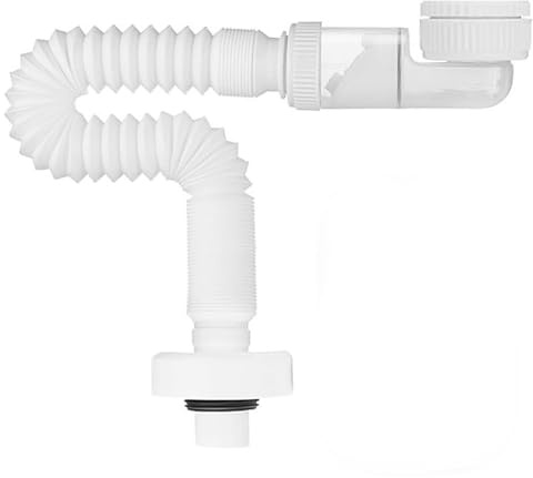 1 1/4 Zoll Raumsparsiphon – Geruchsdichter Einstellbarer Siphon Waschbecken mit Antibakteriell-Filter | Flexibles Abflussrohr & 270° Drehgelenk (Leichtes DIY-System, Weiß, Dauerhaftem Membranschutz)