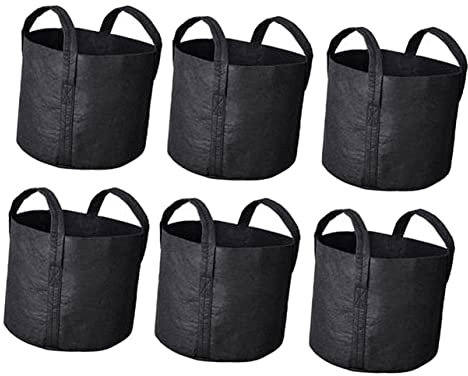YARNOW 6 Pezzi borsa per la coltivazione produrre borse sacchetti per coltivare da giardino sacchi di coltivazione grow bag fioriera sospesa rotonda sacchetto di piantagione Black