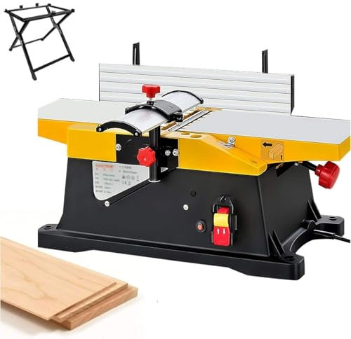 QIUFANGY Cepilladora de Banco for carpintería for el hogar, cepilladora eléctrica multifunción de 6 Pulgadas, cepilladora pequeña Ajustable de 12000r/min con Soporte Plegable