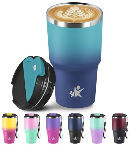 Thermosbecher 600ml- Isolierbecher, Doppelwandig Isoliert für Wasser und Tee, Kaffee to go Becher Thermo, 6h Heiß und 8h Kalt, Kaffee Thermobecher für Tee, Smoothies und Mehr