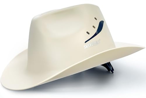 SAFEBUILDER Cowboy Style Hard Hat Class C Safety Helmet Vented Full Brim Hard Hats Work Safety Helmet for Men and Women Outdoor,Industrial,Construction Head Protection- ANSI Approved (Mi White)