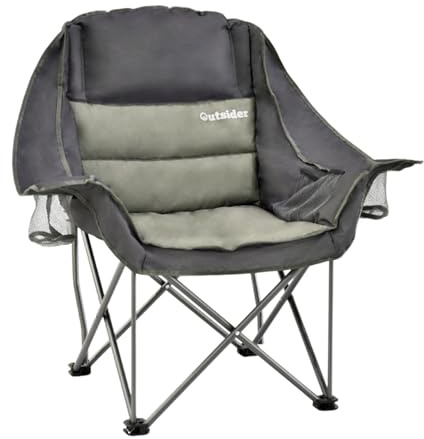 OUTSIDER Übergroßer Campingstuhl 180KG Gepolsterter Klappstuhl Campingsofa mit Getränkehalter hoher Rückenlehne für Outdoor Indoor Camping Garten