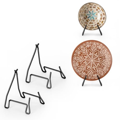 PUERSI 2-Pack Skålstativ, 5,5 tum Tallriksstativ i Metall, Tallrikshållare, Visningsstativ för Djupa Skålar, Tallrikar och Bildramar, 11 x 11,3 x 14 cm (För Föremål < 6,3 cm Djup)