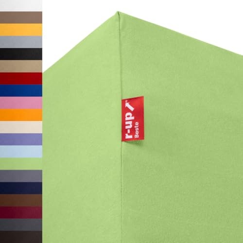 r-up Beste Spannbettlaken 90x200-100x220 bis 35cm Höhe viele Farben 95% Baumwolle / 5% Elasthan 230g/m² Oeko-TEX stressfrei auch für hohe Matratzen (Grün)