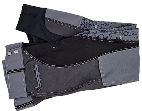 Tysons Breeches Patch Reithose Reiterhose Vollgrip Grip Handytasche Grau Schwarz 36 38 40 42 44 46 48 Leichter Hochbund