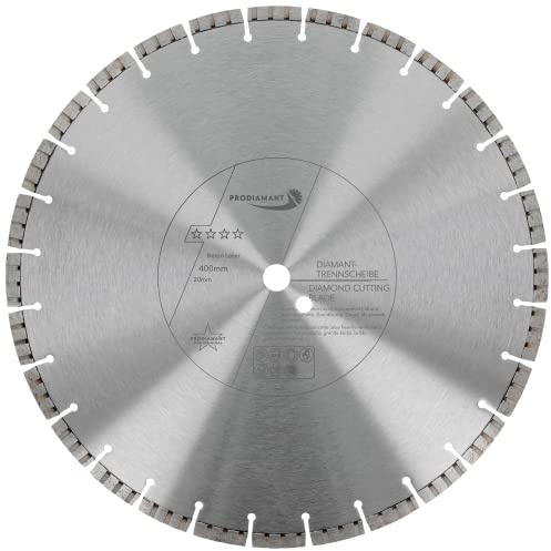 PRODIAMANT Laser Diamanttrennscheibe 400mm x 20mm Beton | Stahlbeton, Stein und Ziegel, Diamant Turbo-Segmente, lasergeschweißt