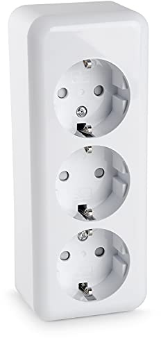 HEITECH Schutzkontakt-Steckdose 3-fach - Neues Modell - 250VAC 16A IP20 Schuko Steckdose Innen Aufputz