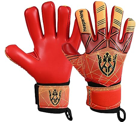 Keeperking målvaktshandskar för vuxna och barn, med eller utan fingerskydd, 4 mm fingersave avtagbara fotbollshandskar (7, röd avtagbar FS)