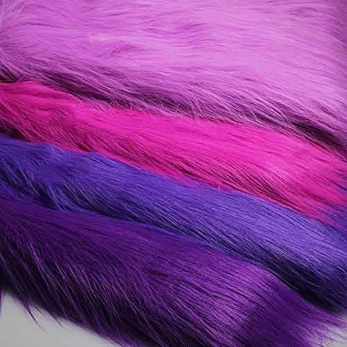 YANGUANG Lila Kunstpelz Stoff Langer Stapel 12cm Luxus Zotteliger Pelzstoff Zum Basteln Foto Prop Hintergrund Fursuit Teppiche Kostüme Mode Dekoration Cosplay 50x170cm(Color:4 Rose red)