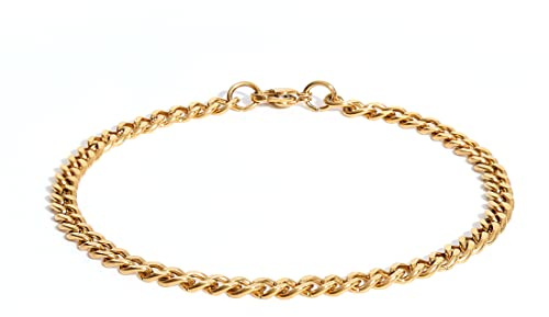 Made by Nami Herren-Armband aus Edelstahl - Silber-Armband Männer in versch. Größen & Farben - Cuban Link Armkette - Dezenter Herren-Schmuck - Geschenk-Idee für Ihn (Gold, 22cm, 4mm)