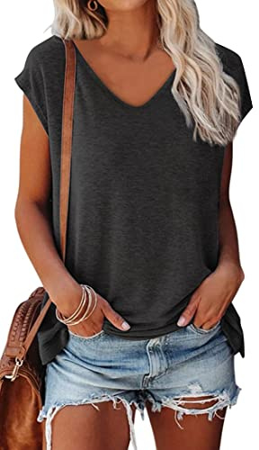 OLIPHEE Camiseta Basica Mujer Verano Mangas Cortas Camiseta Elegante Blusas Casual Toppar T-Shirt Basica