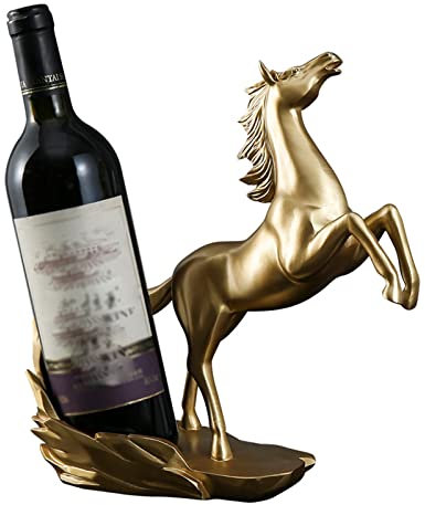 YANYUESHOP Skulptur, Dekoration, Weinregale, Weinschrank, Vitrine, Dekoration, handgefertigt, Heimbar, Küche, Zubehör, Kunstharz, Pferd, Modell, Weinhalter, Statue, Dekoration (Gold)