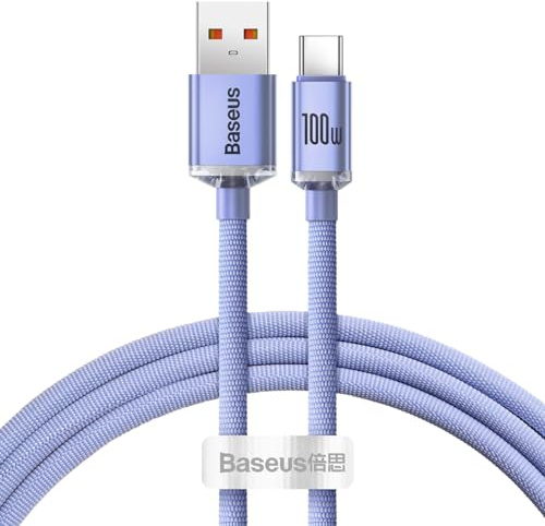 Baseus Crystal Shine Series Fast Charging Data Cable USB Type A to USB Type C100W 1,2m Purple (CAJY000405)