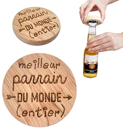 ERNESTINE - Décapsuleur magnétique Parrain je t'aime - cadeau annonce grossesse naissance - cadeau parrain accessoire homme - demande parrains ouvre bouteille famille - cadeaux homme anniversaire Noël