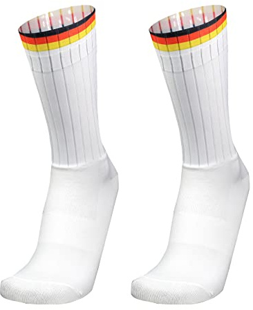 PRIOKNIKO Kompressionsstrümpfe Damen Herren-Kompressionssocken Anti-Rutsch-Silikon Aero White Radsport-Lauf Socken