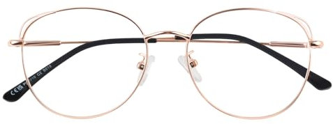 LINVO Brille Ohne Stärke Damen Klassische Metallgestell Brillenfassung Vintage Brille Katzenauge Fake Brille