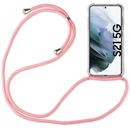 Hülle Kompatibel mit Samsung Galaxy S21 | Handykette Smartphone Halskette Hülle mit Band | Handyhülle mit Kordel zum Umhängen Kompatibel für Galaxy S21 | Rosa