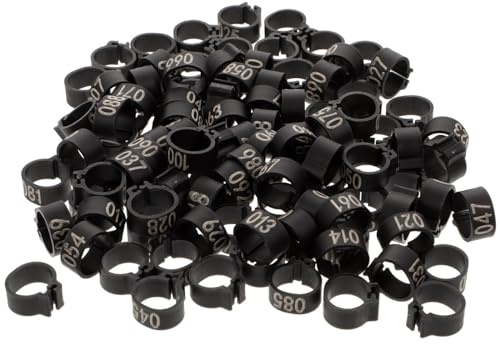 iplusmile Bird Leg Rings, 100 Pcs Numbered Bird Identification Leg Bands, Plastic Bird Leg Bands Clip on Leg Rings Pigeons Ring Bands for Bird Quail Chicken Dove(10mm)