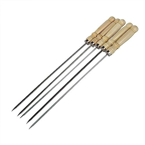 Kabob-Spieße, Flache Grillspieße aus Edelstahl, mit bequemem Holzgriff, for Cocktails, Grillen, Grillen, Obst, 10 Stück (Size : 100)