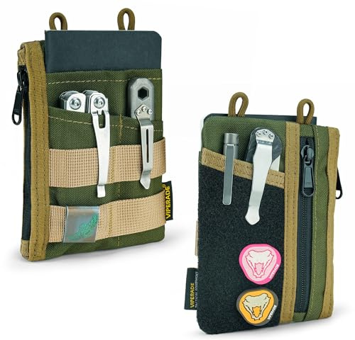 VIPERADE VE18 EDC Pouch, Pocket Organizer for Men, EDC Pocket Organizer, 3 Slots with 2 Zipper Pockets, Multitool Pouch