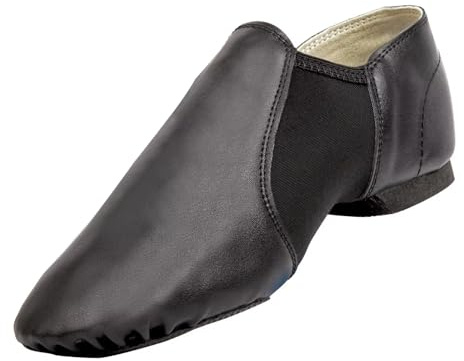 Asyuyu Jazz Shoes for Girls Slip-On PU (Toddler/Little Kid/Big Kid) - Size 2 to 11 for Dance Class & Stage - Black/Tan Split Sole Flexible-Little Kid-2,Black