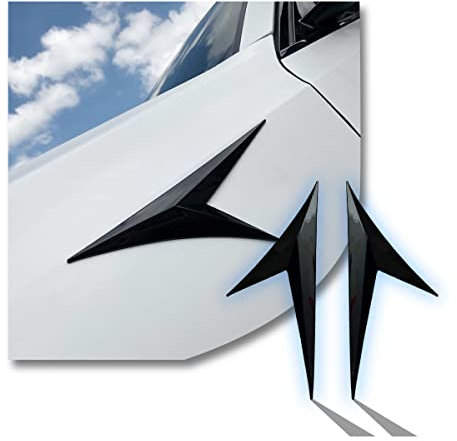 JNNJ 2Pcs Garniture Triangulaire D'ailes Latérales D'aération, Décoratif Couverture D'aération D'aile, Autocollant de Latérale D'aile de Voiture, Universelles Couvercle de Garde-Boue Latéral(Noir)