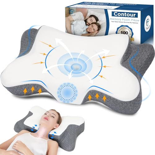 Teemour Nackenkissen Kopfkissen Memory Foam Kissen, Schlafkissen für Seiten Rücken & Bauchschläfer