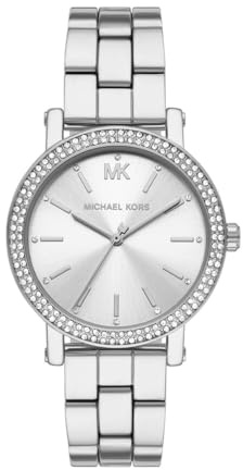 Michael Kors Damen-Armbanduhr Corey Quarz 3 Zeiger mit Armband aus Legierung oder Leder