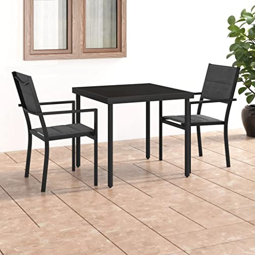 Terrassenmöbel Gartensofa Möbelsets Gartenlounge Set Loungemöbel 3-TLG. Garten-Essgruppe Stahl
