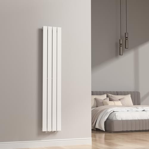 [neu.haus] Radiadores de Panel Monocapa Radiador de Diseño Plano Calefactor de Baño Salón de Agua Caliente de Pared Conexión Inferior Central 540W Acero 160 x 30 cm - Blanco