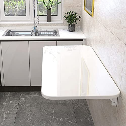 Wandklapptisch, weiß, an der Wand montierte Klappwerkbank für Heimbüro, Waschküche, Garage, Kellerbar, Arbeitszimmer oder Küche, zusammenklappbarer Klapptisch, 60 cm, 80 cm, 90 cm, 100 (80 x 30 cm (