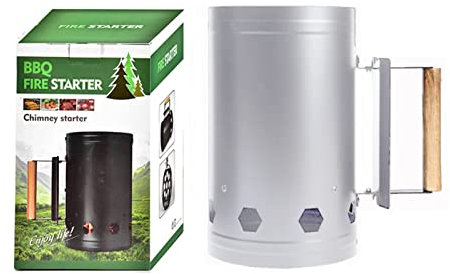 Alomejor Anzündkamin aus Edelstahl mit Hitzebeständigem Holzgriff Zum Grillen Im Freien (White)