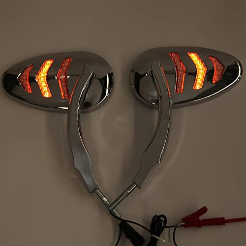 WELSAA Zubehör 2 Stücke Motorrad Rückspiegel Mit Led Blinker Licht Für H&arley 2008 2009 2010 2011 2012 2013 Motorrad LED Blinker Seitenspiegel (Color : Chrome)