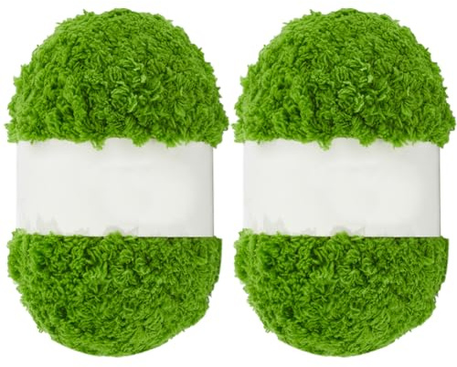 GORGECRAFT 200m Flauschiges Jumbo-Strickgarn Korallensamt Chenille Schaf-Sherpa-Fleece Häkeln Stricken Nähen Amigurumi-Garn Für Taschen Mützen Schals Kleidung Handschuhe Hausschuhe Puppen Olivgrün