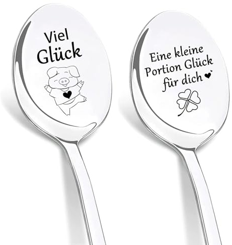 DIKARIYA Present till nytt jobb för kvinnor män, 2 kaffeskedar med gravyr, mycket glödande sked, positiva presenter grisar, avskedspresent till kollega jobbyte, ny början gåva