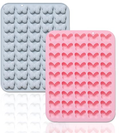 2 Pack Bow Molds Silicone, MaehSab 45 Cavity Non-Stick Cartoon Butterfly Tie Gummy Molds for Chocolate, Candy, Jelly, Ice Cube, DIY Baking, Handmade Soap, Cupcake Topper