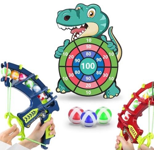 OBEST Tiro al Bersaglio Bambini Gioco,Arco e Frecce per Bambini Velcro di Dinosauro Giochi di Tiro con 24 Palline Adesive, Bambin3 4 5 6 7 8 Anni Gioco Interno Esterno Regalo Natale Ragazzo Bimbo