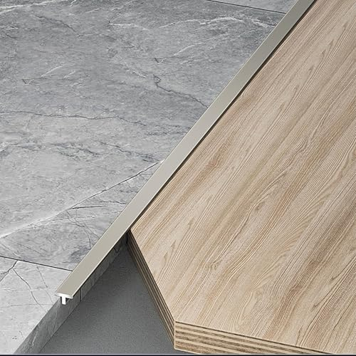 Raouoae Übergangsprofil T-Profil Ausgleichsprofil Aluminium Eloxiert Übergangsschiene 3 Stück 100cm Flach Ausgleichsprofil Abschlussleiste Für Fliesen Laminat/Parkett(High-End-Grau,Breite: 4mm)