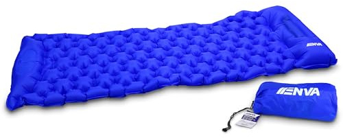 ENVA Aufblasbare Isomatte 190x63x14 cm ultraleichte Schlafmatte für Camping Luftmatratze selbstaufblasend mit Kopfkissen Campingmatte inkl. Tragetasche selbstaufblasbare Outdoor-Isomatte