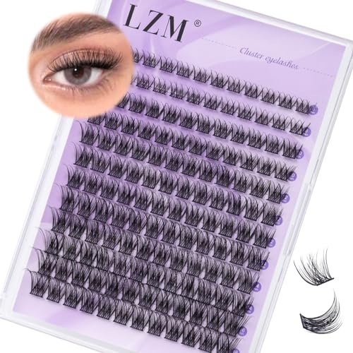 LZM Wimpern Extensions Cluster Lashes D Curl Wimpern Einzeln 8-16mm (GS49) | Lash Clusters Natürlich 144pcs Dünnes Band Cluster Lashes Natürlich Weich und Leicht Wimpern Cluster