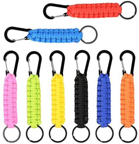 OWLMATE 8 Stück Paracord Schlüsselanhänger, Schlüsselanhänger Paracord, Paracord Anhänger für Männer und Frauen, Outdoor, Camping, Wandern